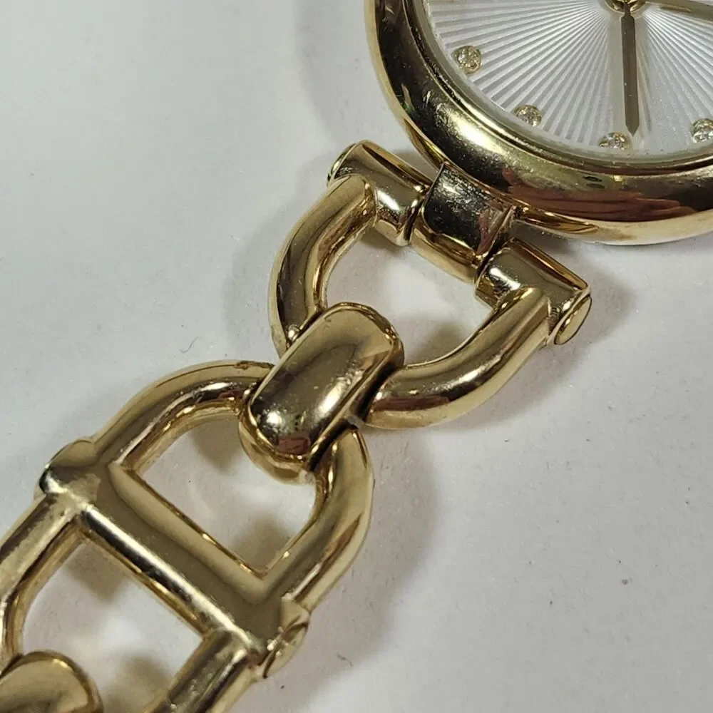Fossil Olive Women's Watch New Battery Link Working Bracelet ES3349 Gold Tone